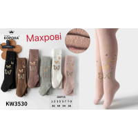 Колготки детские махровые "Бабочки" Корона для девочек 7-9 лет Оптом KW3530