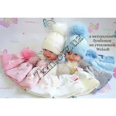 Шапка детская вязка +Wellsoft для мальчиков и девочек 42-44р. Оптом 1829