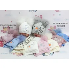 Шапка детская вязка +Wellsoft для мальчиков и девочек 40-42р. Оптом 2254