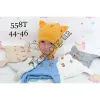 Шапка детская трикотажная с завязками Оптом для мальчиков 44-46 р.р. "Пёс" 558T