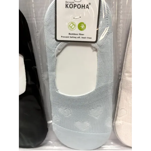 Шкарпетки-сліди жіночі Оптом 36-41 р. "Серця" Бамбук Корона BY888-5