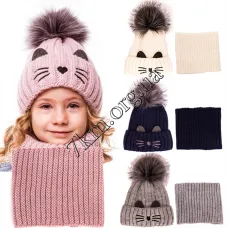 Комплект шапка +хомут детский для девочек 46-50 р.р. Украина Оптом D544