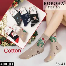 Шкарпетки жіночі котон Оптом 36-41р. "Різдвяні" Корона BY5419-3