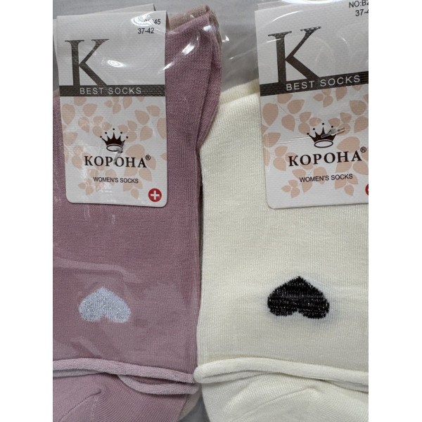 Шкарпетки жіночі без резинки Оптом 37-42р. "Сердечко" Корона B2345