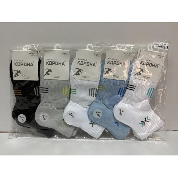 Носки мужские Оптом 35-39 р. cotton "Чёрточки" Корона AY236-3